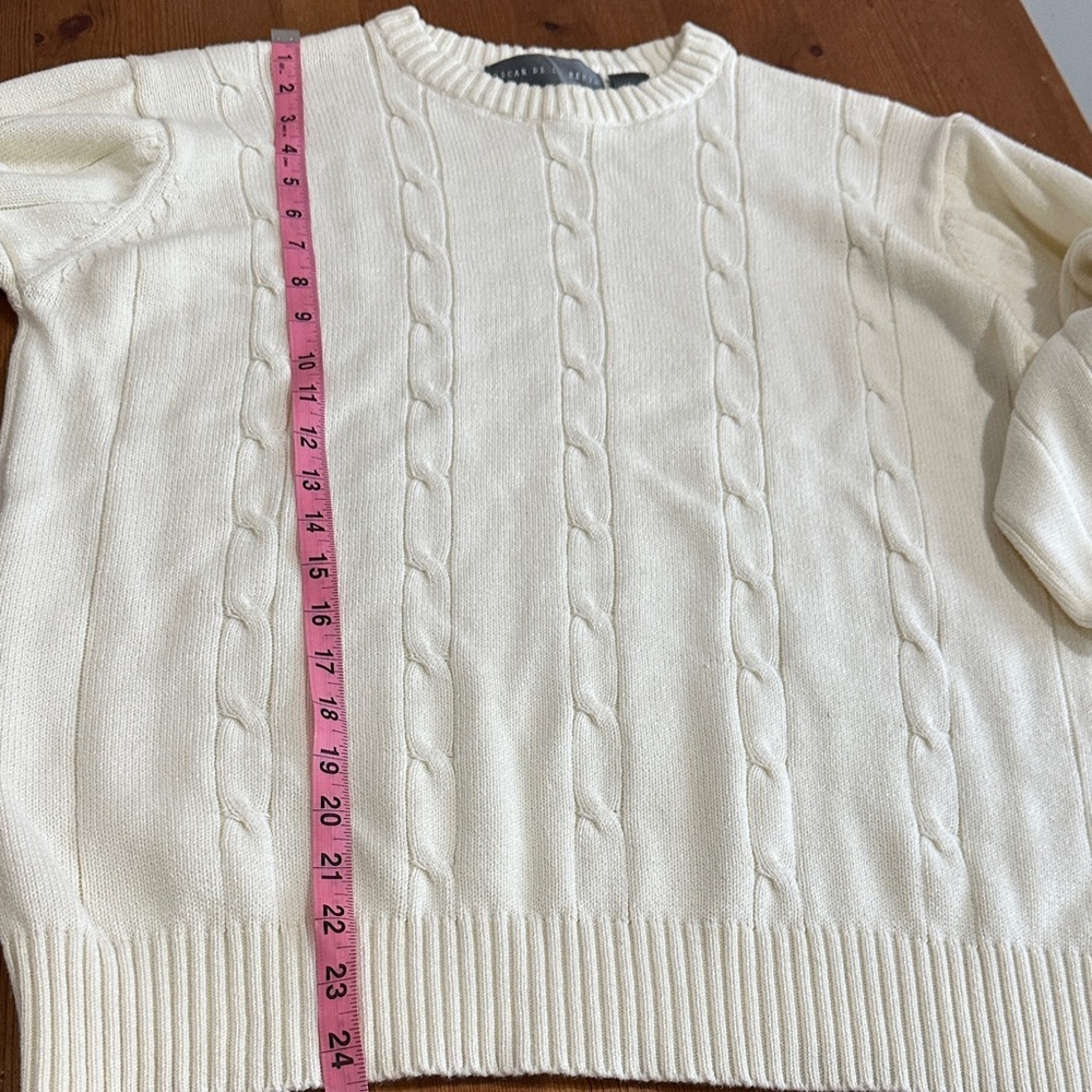 Oscar de la Renta Cream Crewneck Sweater 100% Cotton - Picture 5 of 10